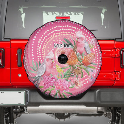 Personalized Pink Galah Aboriginal Dot Art Spare Tire Cover Australia’s Breast Cancer Support