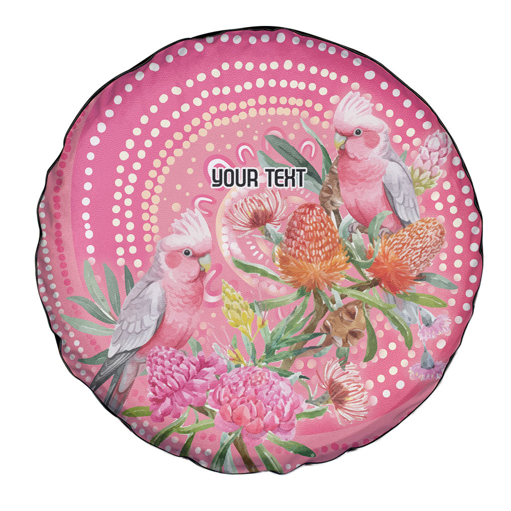 Personalized Pink Galah Aboriginal Dot Art Spare Tire Cover Australia’s Breast Cancer Support
