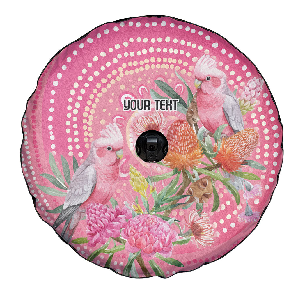 Personalized Pink Galah Aboriginal Dot Art Spare Tire Cover Australia’s Breast Cancer Support