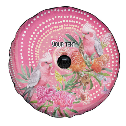 Personalized Pink Galah Aboriginal Dot Art Spare Tire Cover Australia’s Breast Cancer Support