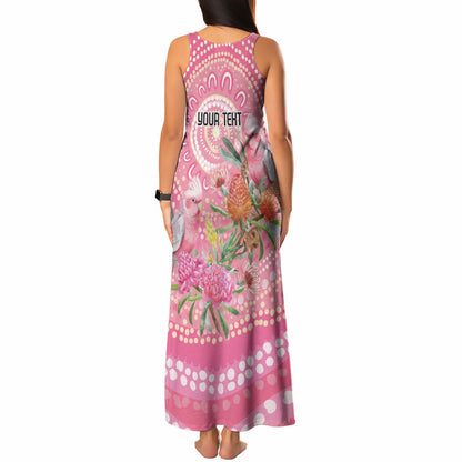 Personalized Pink Galah Aboriginal Dot Art Tank Maxi Dress Australia’s Breast Cancer Support