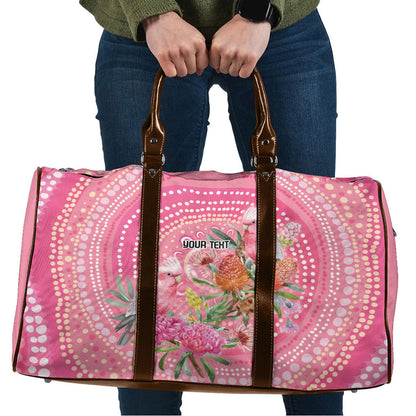 Personalized Pink Galah Aboriginal Dot Art Travel Bag Australia’s Breast Cancer Support