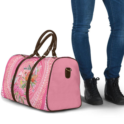 Personalized Pink Galah Aboriginal Dot Art Travel Bag Australia’s Breast Cancer Support