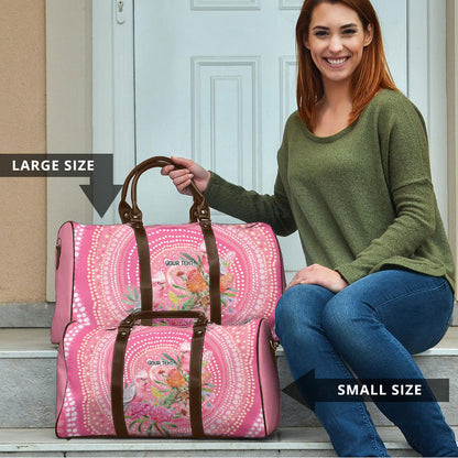 Personalized Pink Galah Aboriginal Dot Art Travel Bag Australia’s Breast Cancer Support