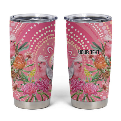 Personalized Pink Galah Aboriginal Dot Art Tumbler Cup Australia’s Breast Cancer Support