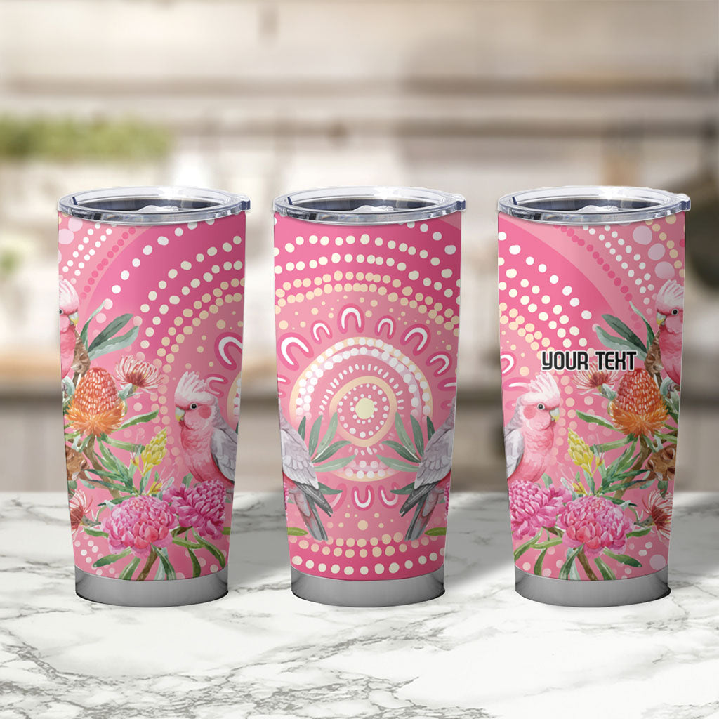 Personalized Pink Galah Aboriginal Dot Art Tumbler Cup Australia’s Breast Cancer Support