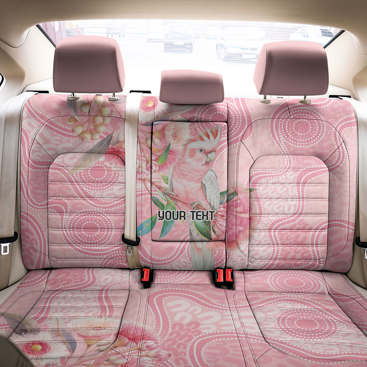 Personalized Pink Galah Fight for Hope and Healing Back Car Seat Cover Australia’s Breast Cancer Support