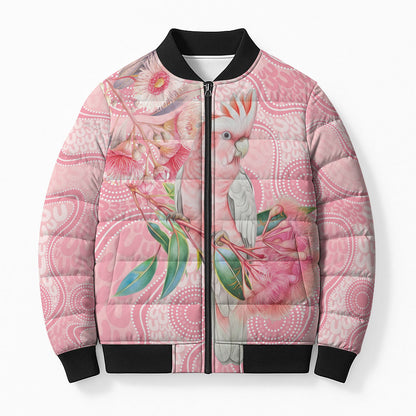 Personalized Pink Galah Fight for Hope and Healing Bomber Puffer Jacket Australia’s Breast Cancer Support