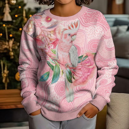 Personalized Pink Galah Fight for Hope and Healing Kid Ugly Christmas Sweater Australia’s Breast Cancer Support