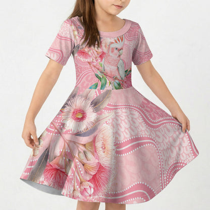 Personalized Pink Galah Fight for Hope and Healing Kid Short Sleeve Dress Australia’s Breast Cancer Support