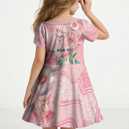 Personalized Pink Galah Fight for Hope and Healing Kid Short Sleeve Dress Australia’s Breast Cancer Support