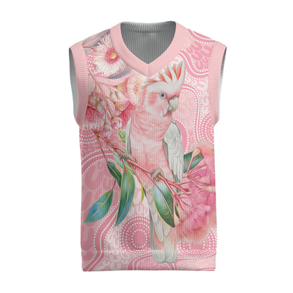 Personalized Pink Galah Fight for Hope and Healing Christmas Knitted V-Neck Vest Australia’s Breast Cancer Support