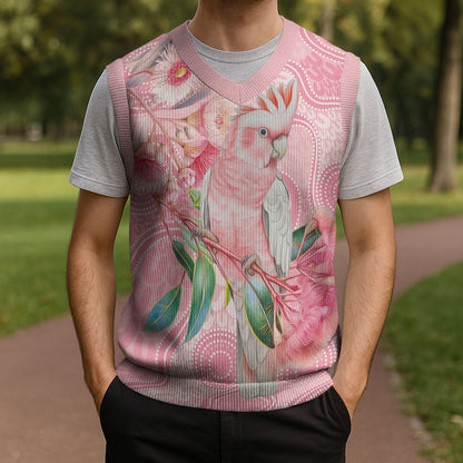 Personalized Pink Galah Fight for Hope and Healing Christmas Knitted V-Neck Vest Australia’s Breast Cancer Support
