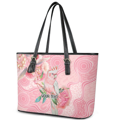 Personalized Pink Galah Fight for Hope and Healing Leather Tote Bag Australia’s Breast Cancer Support