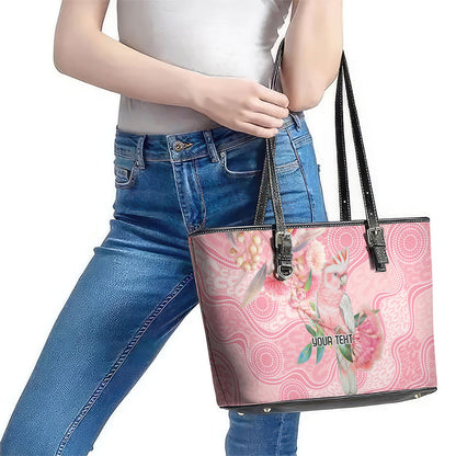 Personalized Pink Galah Fight for Hope and Healing Leather Tote Bag Australia’s Breast Cancer Support