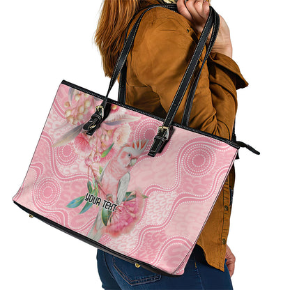 Personalized Pink Galah Fight for Hope and Healing Leather Tote Bag Australia’s Breast Cancer Support