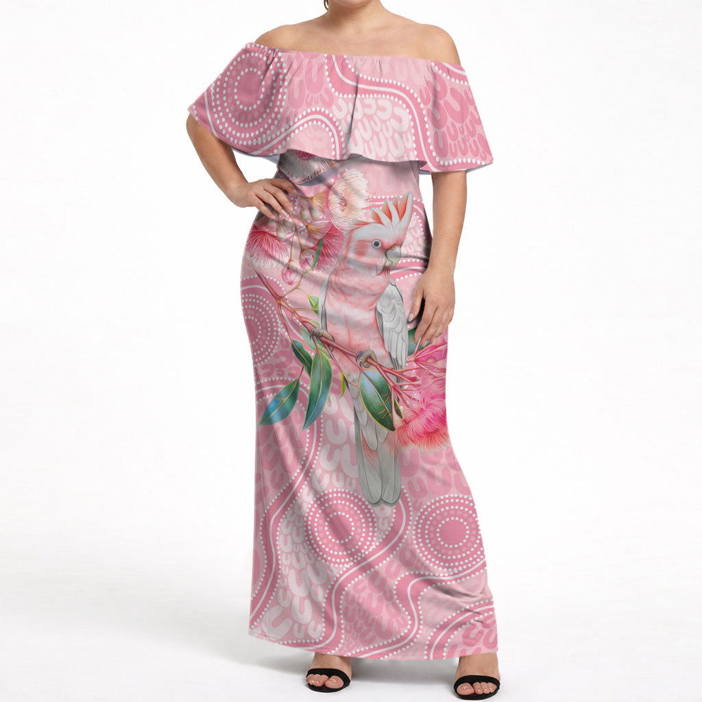 Personalized Pink Galah Fight for Hope and Healing Off Shoulder Maxi Dress Australia’s Breast Cancer Support