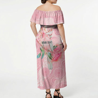 Personalized Pink Galah Fight for Hope and Healing Off Shoulder Maxi Dress Australia’s Breast Cancer Support