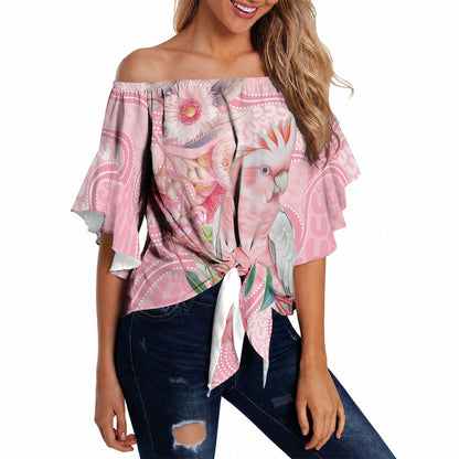Personalized Pink Galah Fight for Hope and Healing Off Shoulder Wrap Waist Top Australia’s Breast Cancer Support