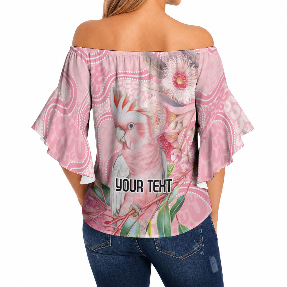 Personalized Pink Galah Fight for Hope and Healing Off Shoulder Wrap Waist Top Australia’s Breast Cancer Support