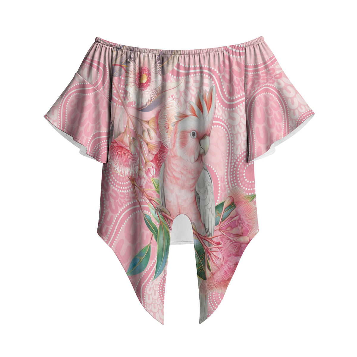 Personalized Pink Galah Fight for Hope and Healing Off Shoulder Wrap Waist Top Australia’s Breast Cancer Support