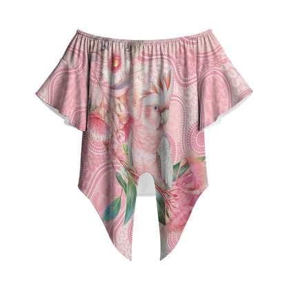 Personalized Pink Galah Fight for Hope and Healing Off Shoulder Wrap Waist Top Australia’s Breast Cancer Support