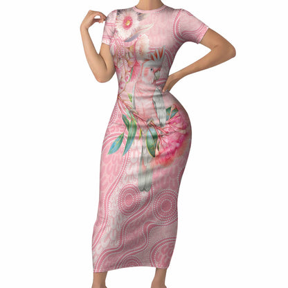 Personalized Pink Galah Fight for Hope and Healing Short Sleeve Bodycon Dress Australia’s Breast Cancer Support