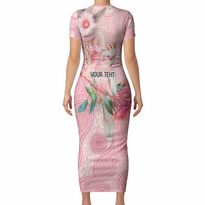 Personalized Pink Galah Fight for Hope and Healing Short Sleeve Bodycon Dress Australia’s Breast Cancer Support