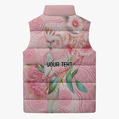 Personalized Pink Galah Fight for Hope and Healing Sleeveless Puffer Jacket Australia’s Breast Cancer Support