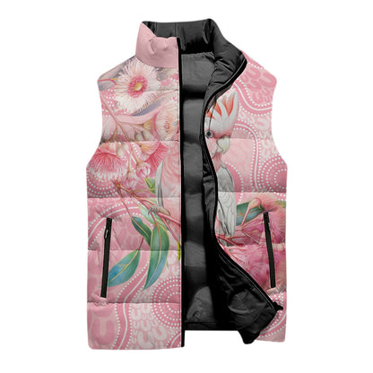 Personalized Pink Galah Fight for Hope and Healing Sleeveless Puffer Jacket Australia’s Breast Cancer Support