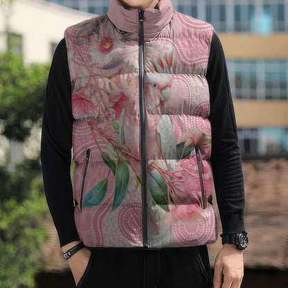 Personalized Pink Galah Fight for Hope and Healing Sleeveless Puffer Jacket Australia’s Breast Cancer Support