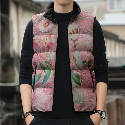 Personalized Pink Galah Fight for Hope and Healing Sleeveless Puffer Jacket Australia’s Breast Cancer Support