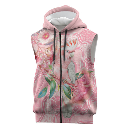 Personalized Pink Galah Fight for Hope and Healing Sleeveless Zip Hoodie Australia’s Breast Cancer Support