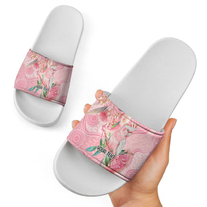 Personalized Pink Galah Fight for Hope and Healing Slide Sandals Australia’s Breast Cancer Support