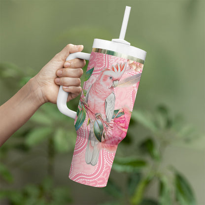 Personalized Pink Galah Fight for Hope and Healing Tumbler With Handle Australia’s Breast Cancer Support