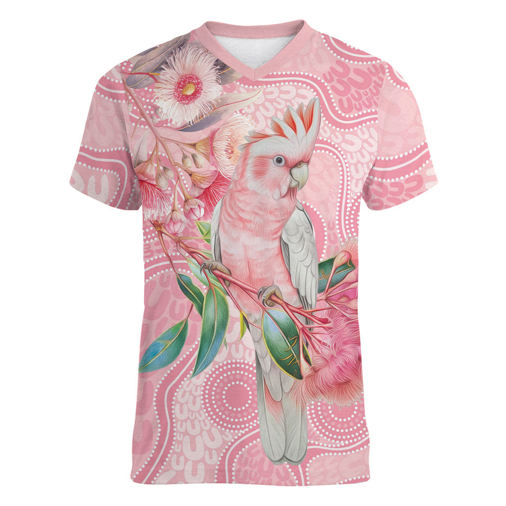 Personalized Pink Galah Fight for Hope and Healing Women V-Neck T-Shirt Australia’s Breast Cancer Support