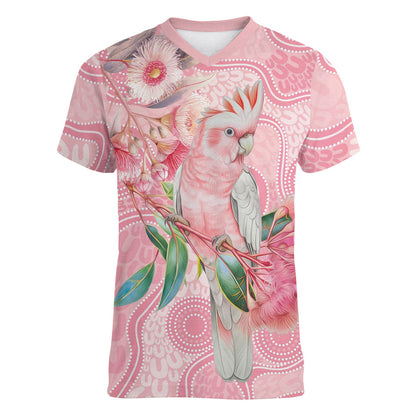 Personalized Pink Galah Fight for Hope and Healing Women V-Neck T-Shirt Australia’s Breast Cancer Support