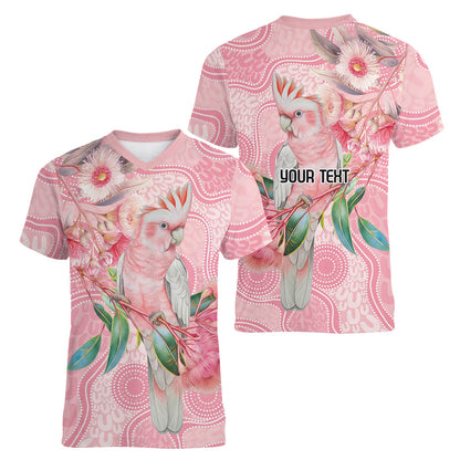 Personalized Pink Galah Fight for Hope and Healing Women V-Neck T-Shirt Australia’s Breast Cancer Support
