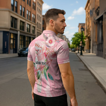 Personalized Pink Galah Fight for Hope and Healing Zipper Polo Shirt Australia’s Breast Cancer Support