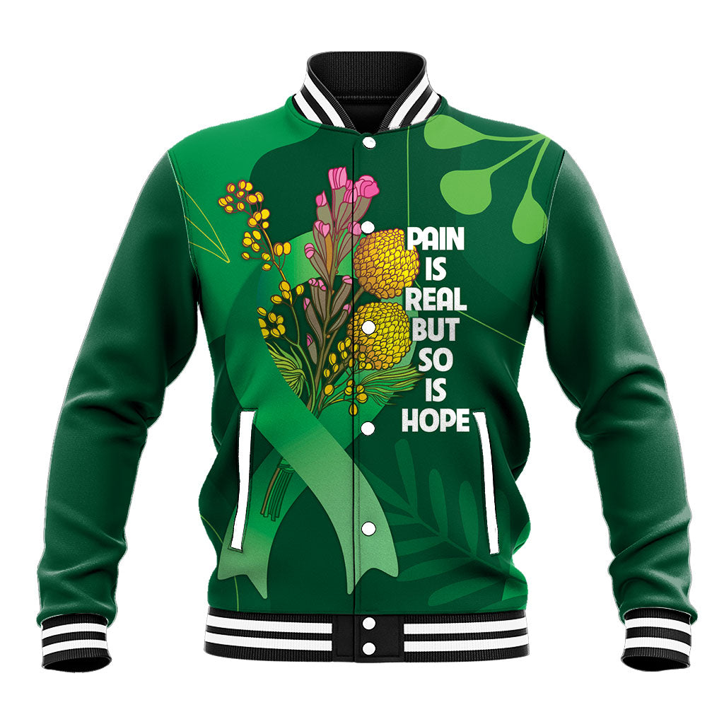 Australia Mental Health Personalised Baseball Jacket Pain Real But So Is Hope