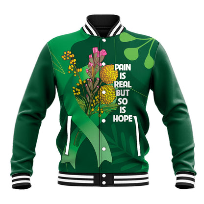 Australia Mental Health Personalised Baseball Jacket Pain Real But So Is Hope