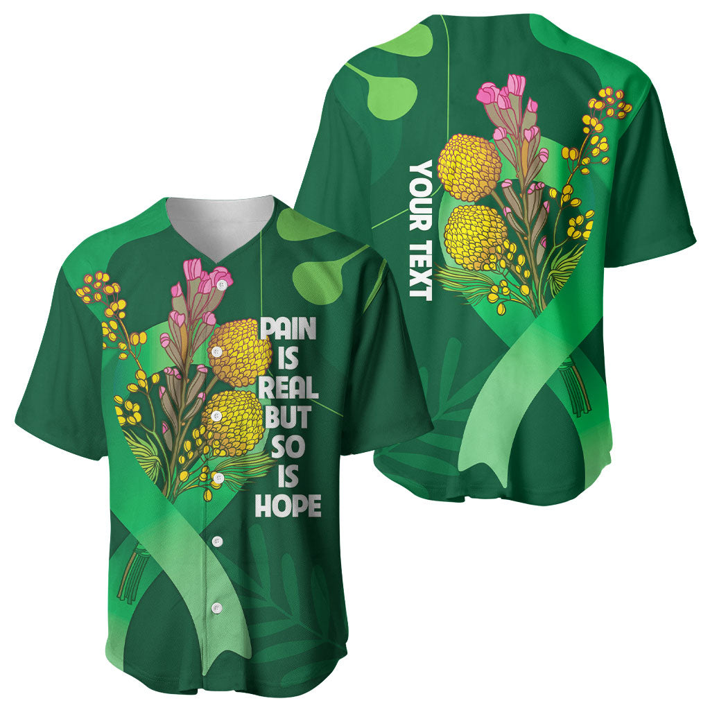 Australia Mental Health Personalised Baseball Jersey Pain Real But So Is Hope