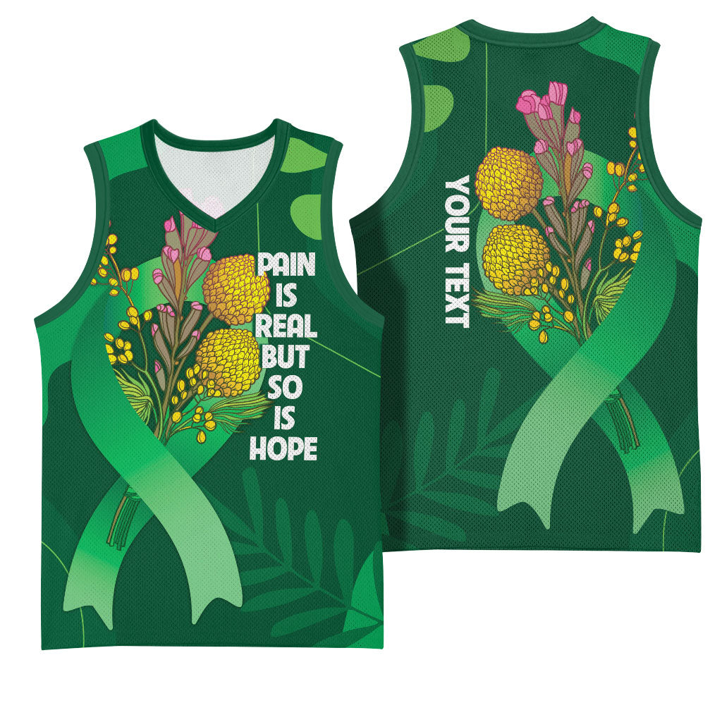 Australia Mental Health Personalised Basketball Jersey Pain Real But So Is Hope