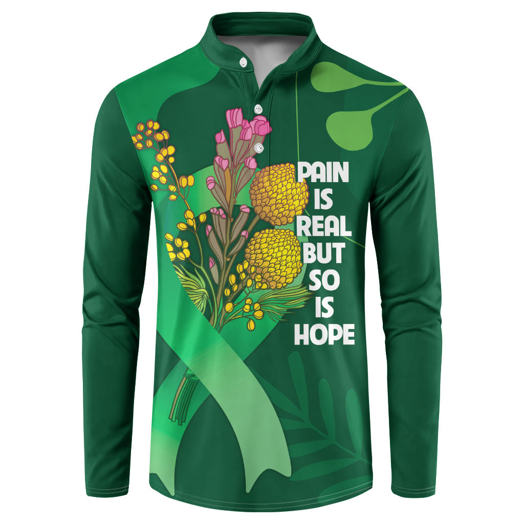 Australia Mental Health Personalised Button Sweatshirt Pain Real But So Is Hope