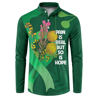 Australia Mental Health Personalised Button Sweatshirt Pain Real But So Is Hope
