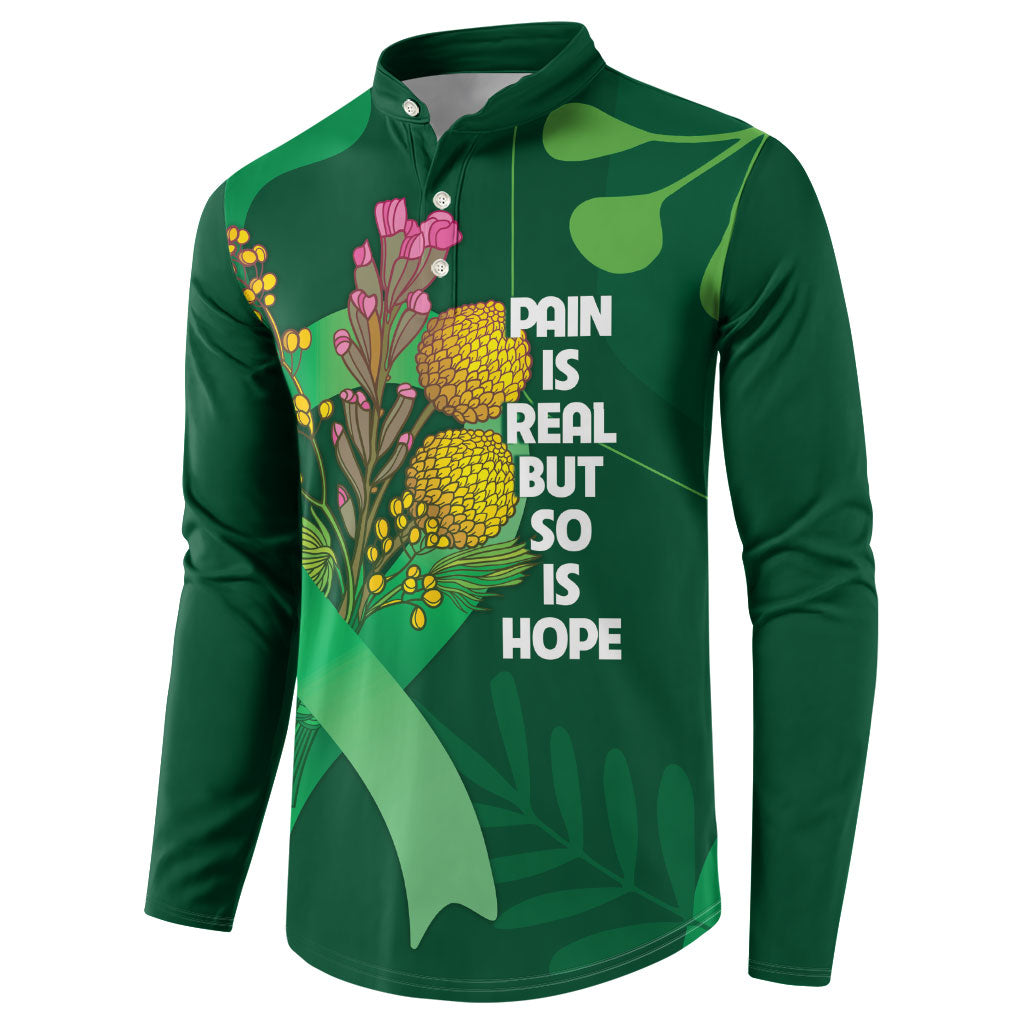 Australia Mental Health Personalised Button Sweatshirt Pain Real But So Is Hope