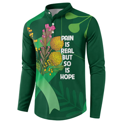Australia Mental Health Personalised Button Sweatshirt Pain Real But So Is Hope