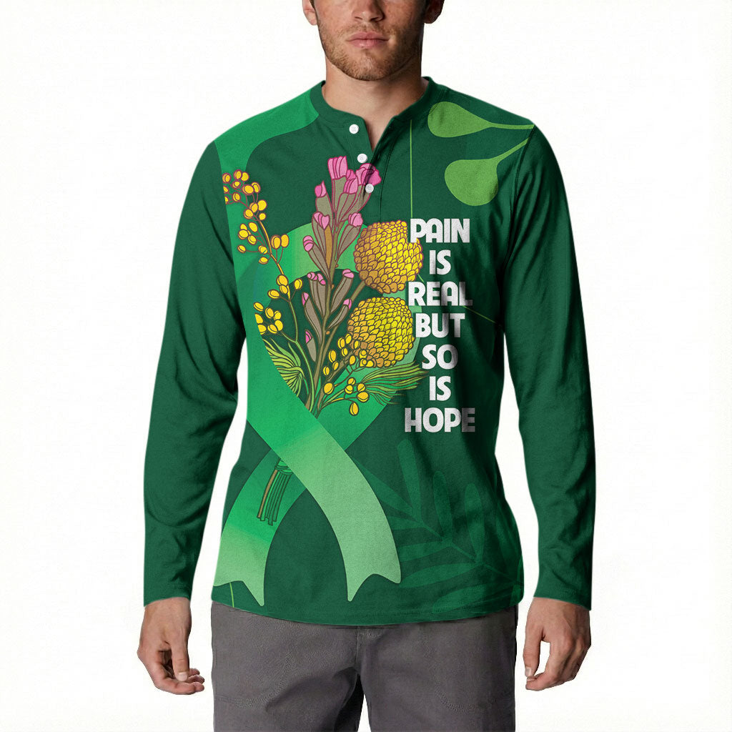 Australia Mental Health Personalised Button Sweatshirt Pain Real But So Is Hope