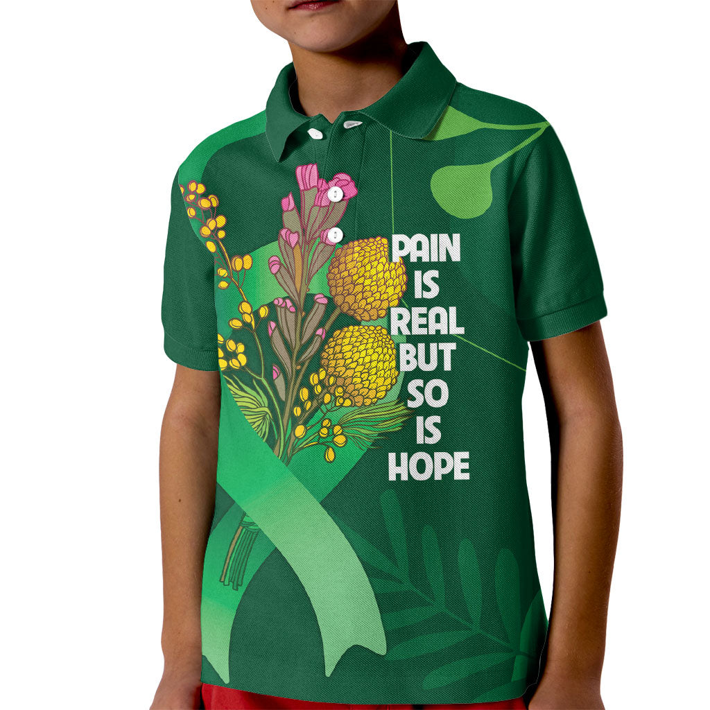 Australia Mental Health Personalised Kid Polo Shirt Pain Real But So Is Hope
