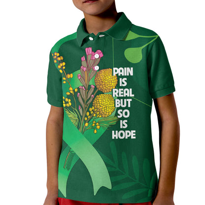 Australia Mental Health Personalised Kid Polo Shirt Pain Real But So Is Hope